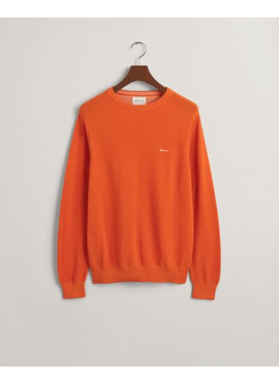 Cotton PiquÃ© Crew Neck Sweater