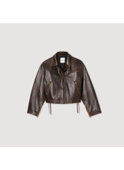 Blouson en cuir vieilli