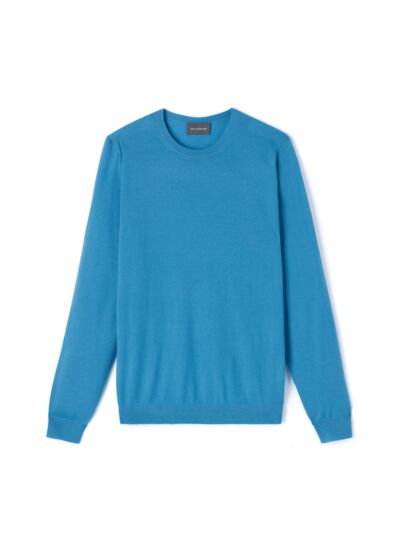 Pull col rond ultrafin - Homme - BLEU CALDERO