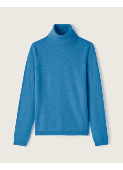 Pull col roulé ajusté - Femme - BLEU ECOSSE