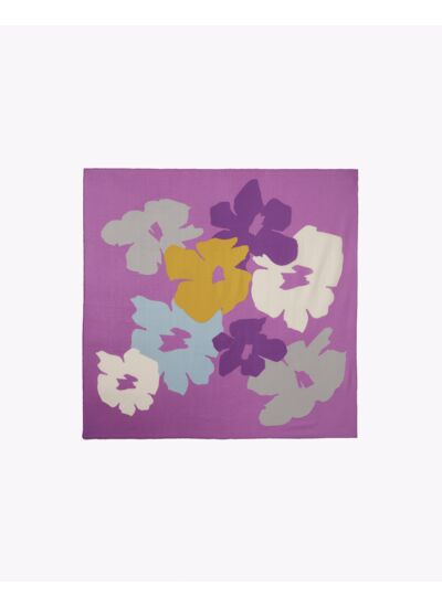 Carré imprimé fleurs romantiques 120 cm x 120 cm - Accessoire - CLEMATITE