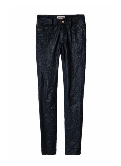 Pantalon en cuir froissé