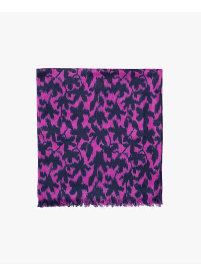 Étole imprimé ikat fleurs 180 cm x 85 cm - Accessoire - FUCHSIA