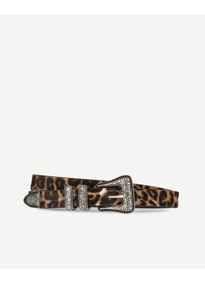 Ceinture En Cuir Leopard Et Set Metallique Western