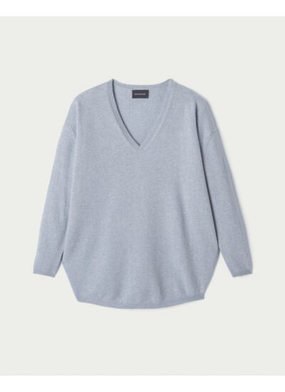 Pull V oversize - Femme - BLEU SALIX