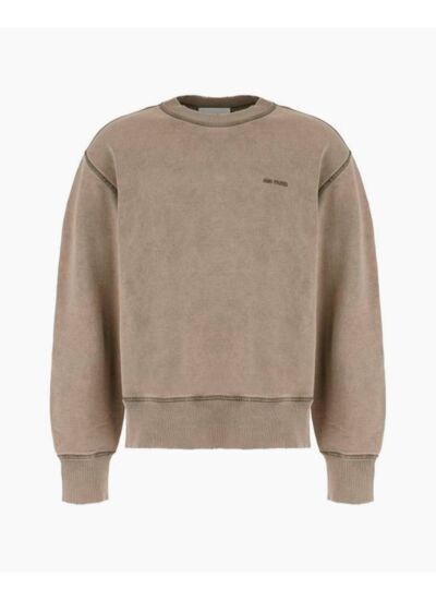 Ami Paris Sweatshirt Col Rond Gris Délavé