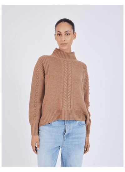 Pull col montant en laine Franek FAUVE