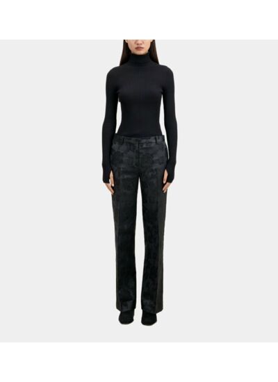 Pantalon Tailleur Noir Fleuri Femme