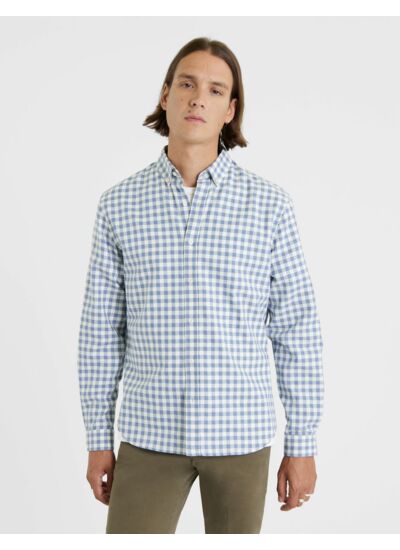 Chemise Gaspard à carreaux bleu clair