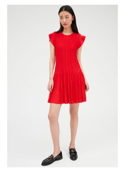 Robe courte maille rouge
