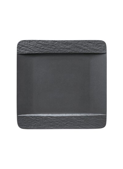 Manufacture Rock - Assiette plate, carrée, noire, en porcelaine haut de gamme