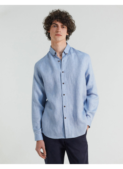 Chemise Gaspard en lin bleu