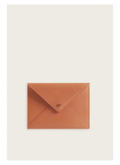 Pochette enveloppe cuir camel