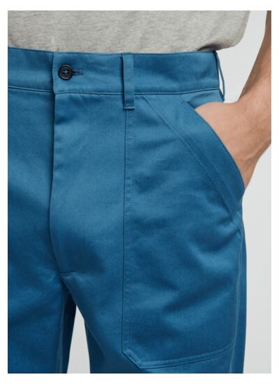 Pantalon cargo en gabardine de coton bleu