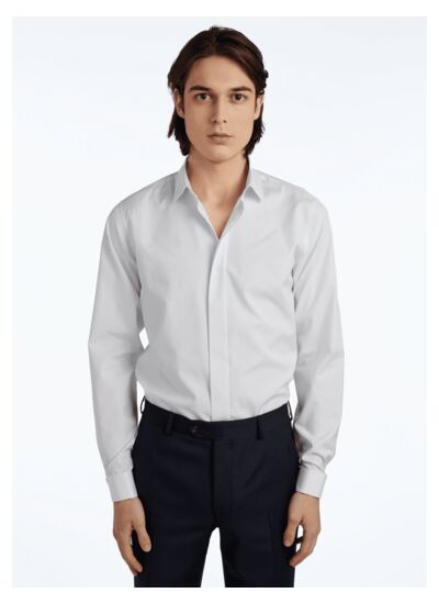 Chemise gorge cachée en coton égyptien