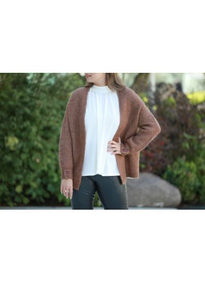 Cardigan ouvert boutons manches - marron - Taille 1