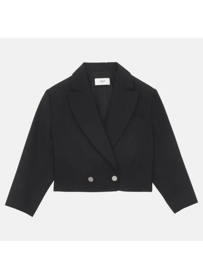 Veste Vanille-Veste de tailleur à boutonnage croisé noir