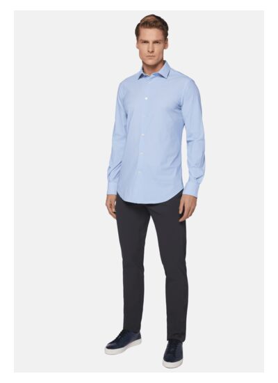 Chemise Bleu Clair En Nylon Extensible Coupe Slim