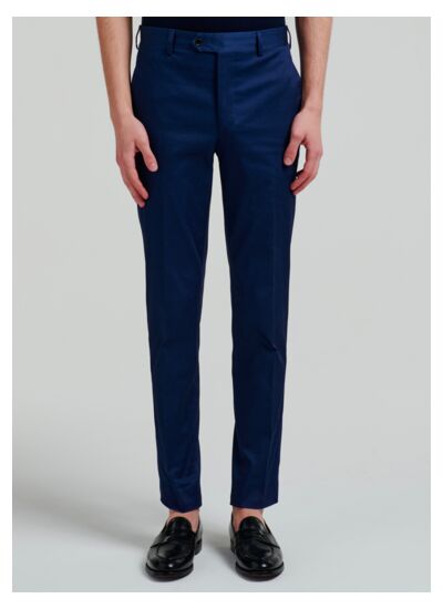 Pantalon chino en gabardine de coton bleu