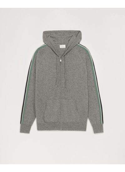 Pull Hoodie Zippé Bandes