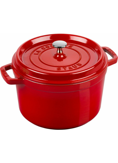 Cocotte second choix profonde 24 cm, Rond(e), Cerise, Fonte