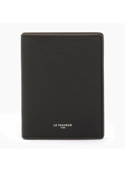 Portefeuille vertical poche monnaie zippée Augustin en cuir grainé